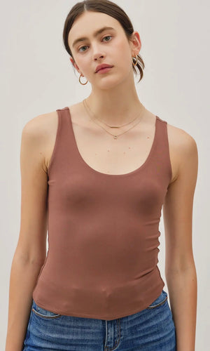 Gaxton Milk Chocolate Basic Scoop Neck Tank