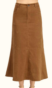 Mandy High Rise Corduroy Midi Skirt