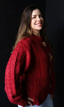 O'Shea Red Floral Cable Knit Sweater