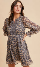 Leandra Midnight Daffodil Floral Lace Inset Mini Dress