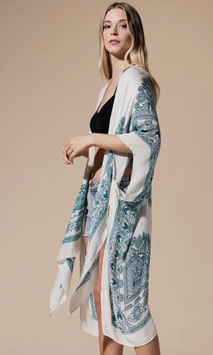 Annie Teal Ornate Mandala Kimono