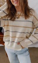 Reya Stripe Ribbed Trim Sweater