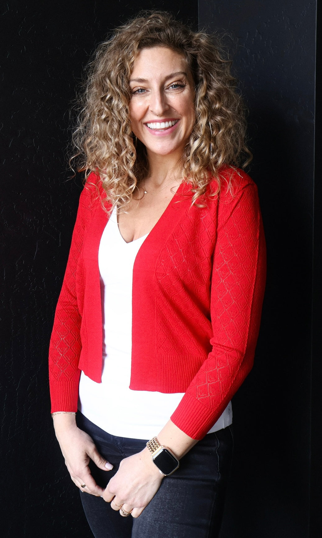 Nori Lace Eyelet Bolero Knit Cardigan