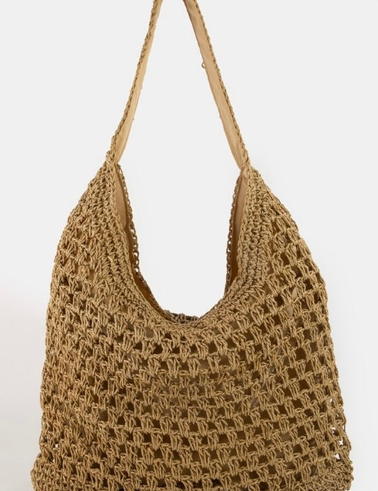 Emery Intricate Straw Weave Large Shoulder Bag