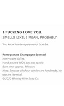 Whiskey River - WTF “I Fucking Love You” 6.5 OZ Candle