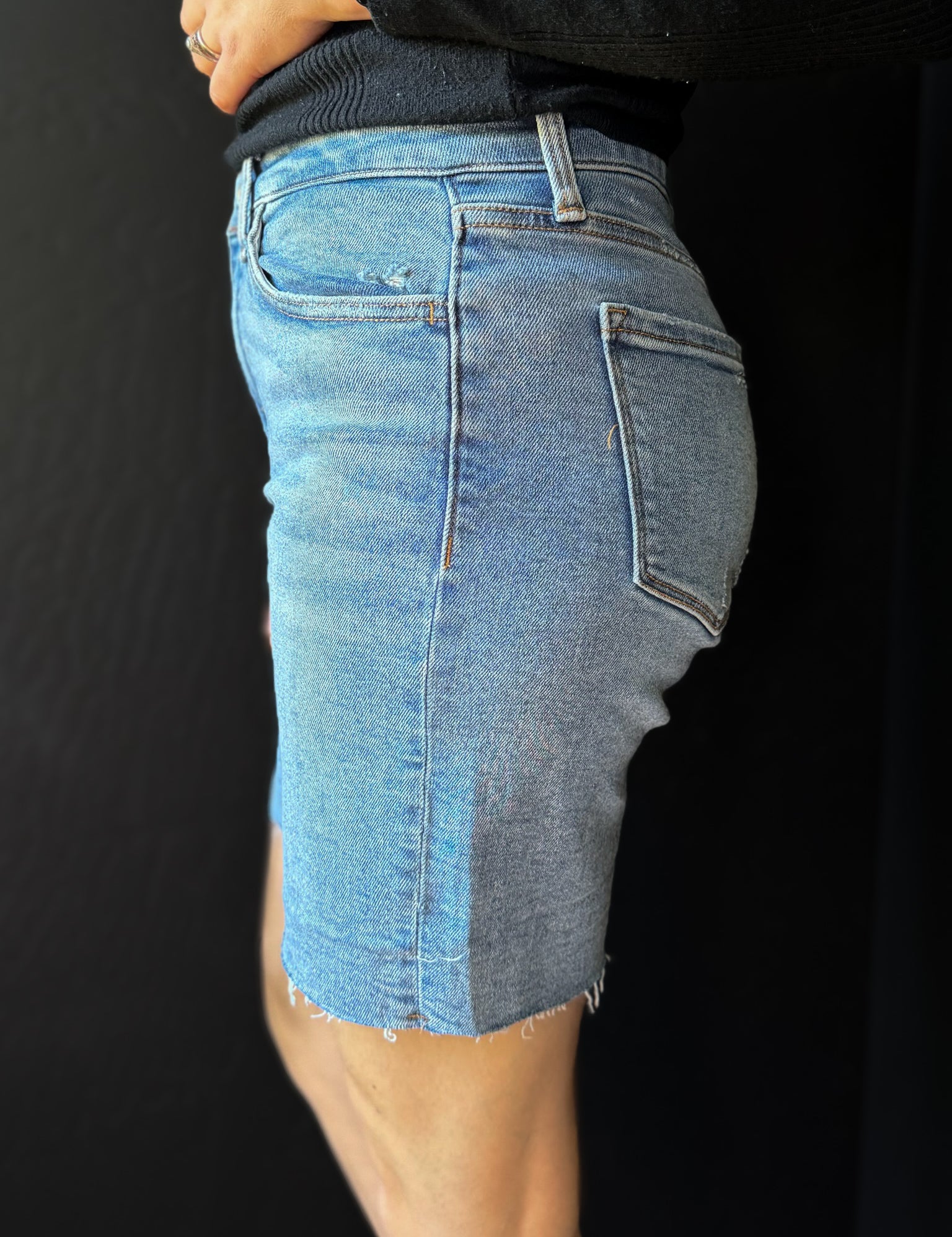 Faith High Rise Raw Hem Bermuda Shorts