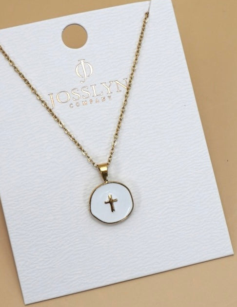 Fern 18k Stainless Steel Tarnish Free Cross Necklace