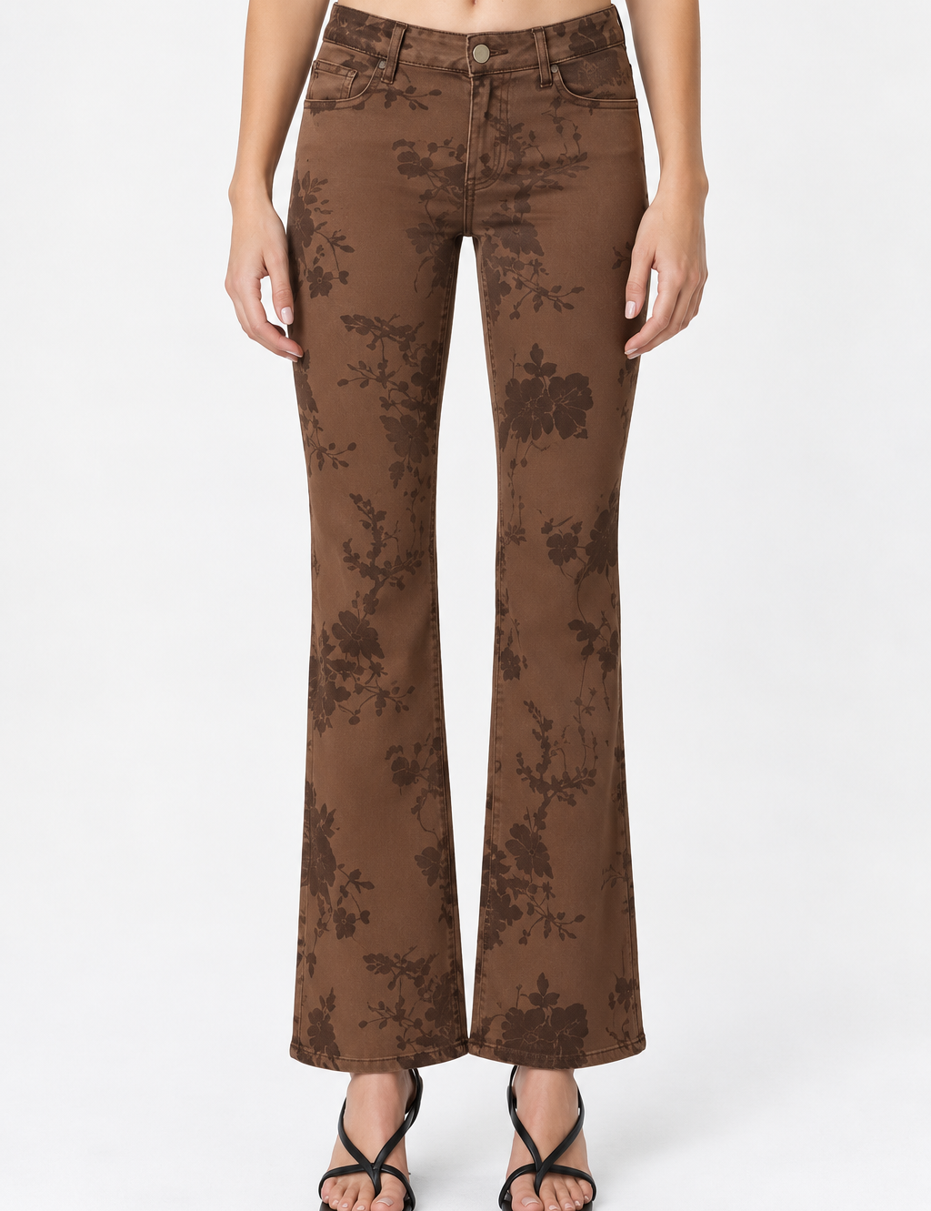 Dakota Brown Floral Low Rise Bootcut Jean