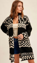 *SALE! Abby - Fair Isle Black Pocket  Long Cardigan Sweater Jacket
