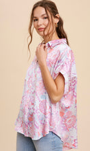 Asherly Pink Vintage Floral Satin Blouse Shirt