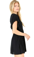 Ajayne Black Boho Texture Swiss Dot Smocked Dress