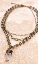 Abbie Bronze Wire Wrapped Crystal Stone Pendant Triple Layer Necklace