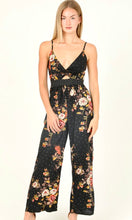 Acara Black Floral Print Side Pocket Maxi Jumpsuit Romper