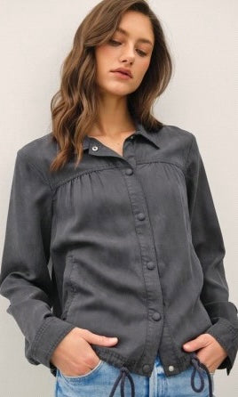 Raine Collared Tencel Button Up Blouson Style Jacket