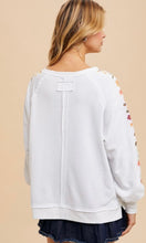 Carson White Embroidered French Terry Pullover