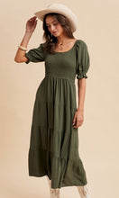 Leanna Forest Green Smocked Tiered Maxi Dress
