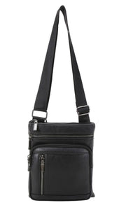 Bohdi Black Vegan Leather Messenger Crossbody Bag