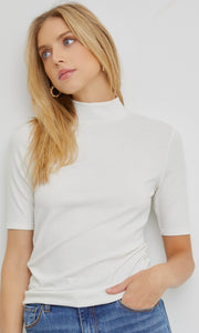 *SALE! Ambery Ivory Short Sleeve Turtleneck Knit Shirt Top