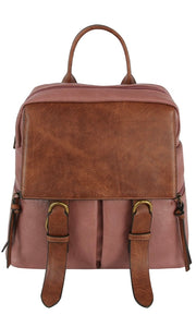 Becca Dark Blush Antique Vegan Leather Convertible Backpack Crossbody Bag