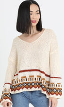 Charlie Ecru Light Weight Pullover Sweater with Border