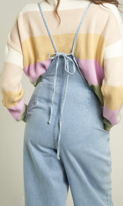 Abark Chambray Blue Back-Tie Pocket Romper Jumpsuit