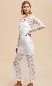 Abram Ivory Allover Lace Slip Insert 2-Piece Maxi Dress