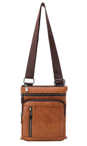 Bohdi Brown Vegan Leather Messenger Crossbody Bag