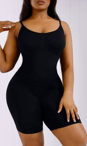 Camila Black Seamless Mid Thigh Body Shaper Sculpting Bodysuit