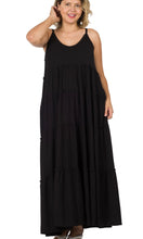 Asran Black Soft Jersey Knit Tiered Side-Pocket Maxi Dresses