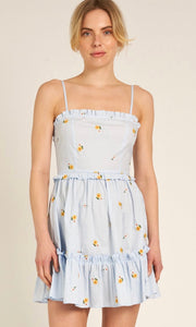 Adiya Sky Blue Embroidered Mini Dress