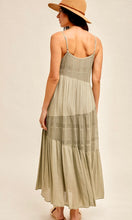 Adarsa Dusty Olive Lace Contrast Cami Maxi Dress