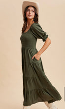 Leanna Forest Green Smocked Tiered Maxi Dress