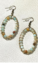 Calista Amazonite Stone Oval Drop Earrings