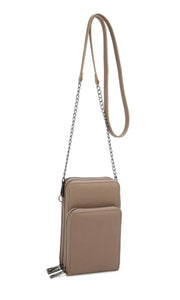 Kayla Taupe Cellphone Crossbody Bag