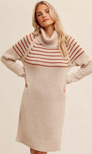Afney Taupe/Pumpkin Button Turtleneck Sweater Dress