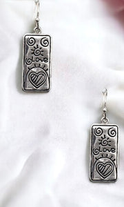 Earring Love Burnished Silver Etched Earrings