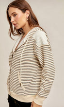 Astrax Ecru Contrast Stripe Textured Zip Hoodie Jacket Top