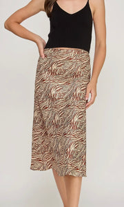 Matteo Carmel Animal Print Midi Skirt RS-4227-6