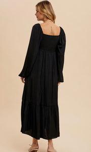 Cinderella Black Bow Satin Maxi Dress