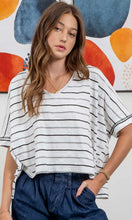 Antonie Black Stripe Cotton Knit Tee Shirt Top