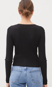 Alyson Black Button Front Lightweight Cardigan Sweater
