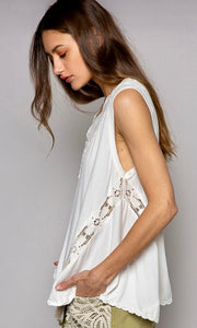 Aastha Ivory Lace Detail Luxe Jersey Knit Top