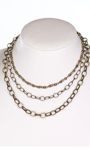 Cybil Bronze Beaded Multi Strand Necklace