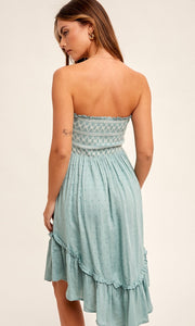 Alesha Teal Embroidered Convertible Smocking Mini Skirt or Dress