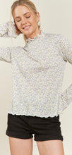 Caprisa White Floral Print Mock Neck Long Sleeve Top