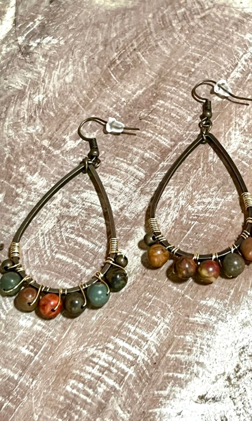 Cody Autumn Mix Stone Tear Drop Earrings