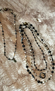Justina Navy Crystal Beaded Multi Long Necklace