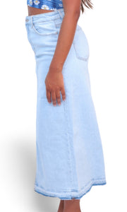 Bryson Denim Jean Long Skirt with Front Slit