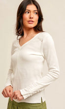 Agana White Lace Inset Cuff Detail Knit Top