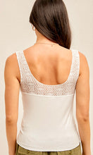 Alanor White Lace Inset Henley Knit Tank Top Shirt